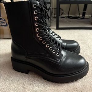 Black Lace-Up Women's Boots